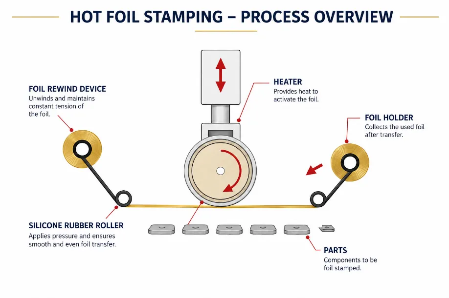 Hot foil stamping process overview diagram