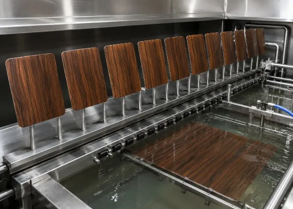 Woodgrain water transfer printing on exhaust fan front panels