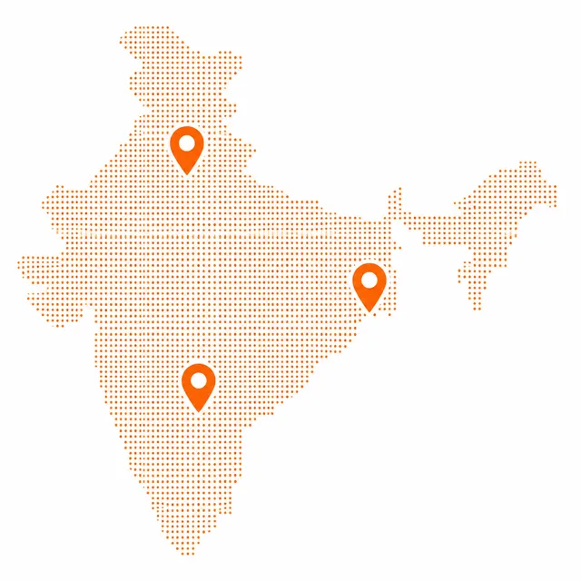 Dotted map of India marking Suraj Industries' manufacturing locations